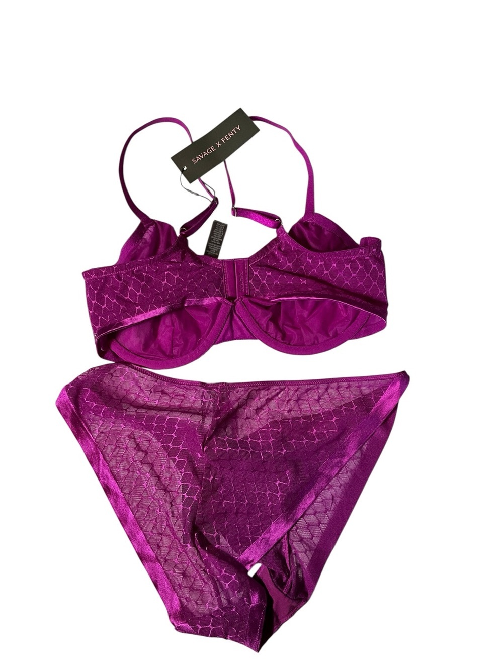 Savage X Fenty Purple Lace Underwire Bra & Bikini Set - Picture 5 of 5
